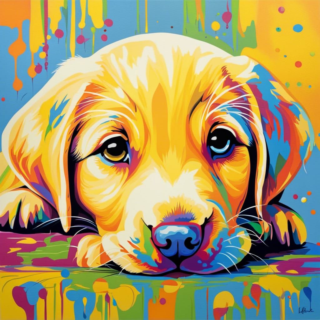 Adorable Labrador Puppy Portrait with Vibrant Colors
