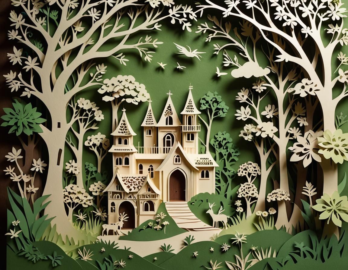 Delicate Kirigami Paper-Cut Art Illustration