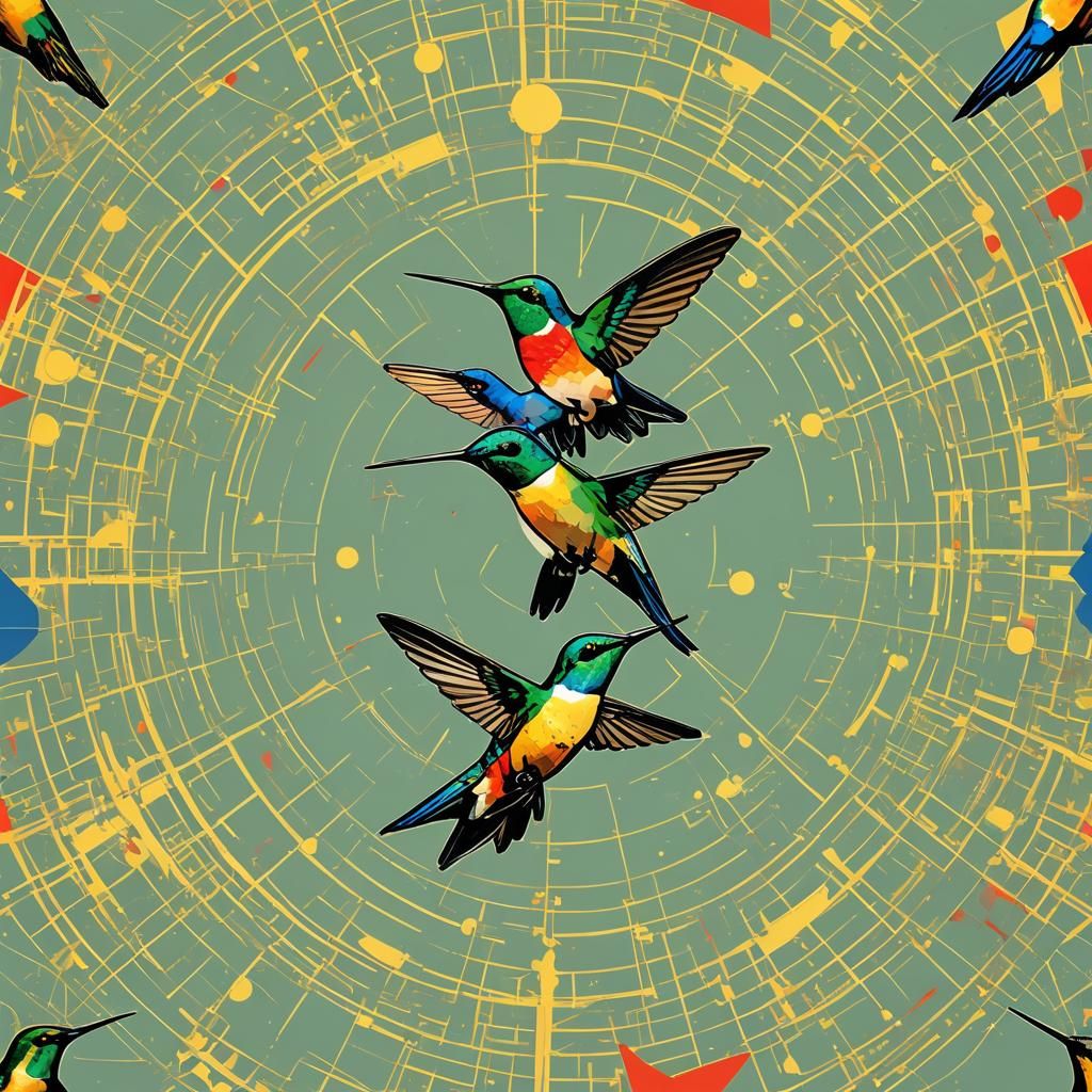 Hummingbird Pop Art Screen Print in 8K