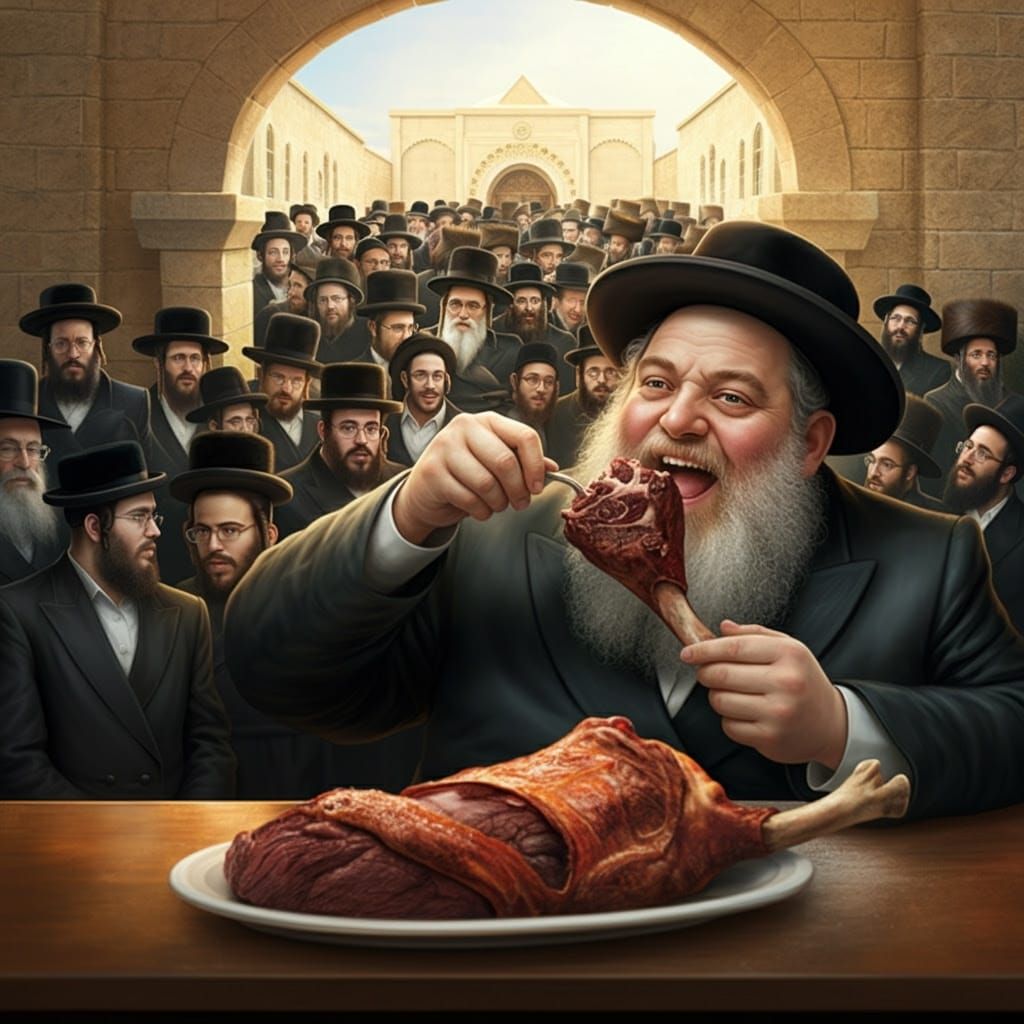 Photorealistic Rabbi's Ohel Scene with Waiting Hassidic Men ...