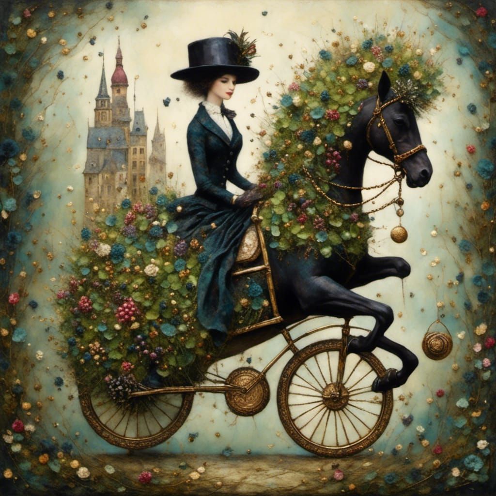 Encaustic High-Rise Houseplant with Horsetail and Houndstoot...