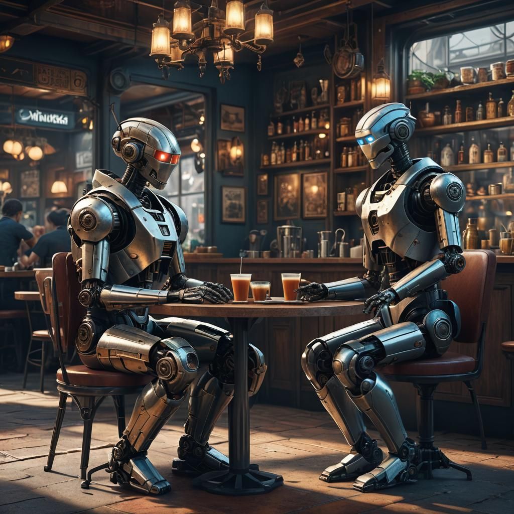 Human and Robot Conversation, Detailed Matte Painting