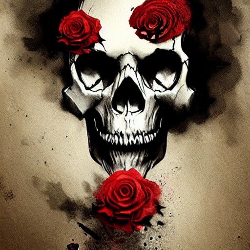 Sinister Skull and Roses Artwork