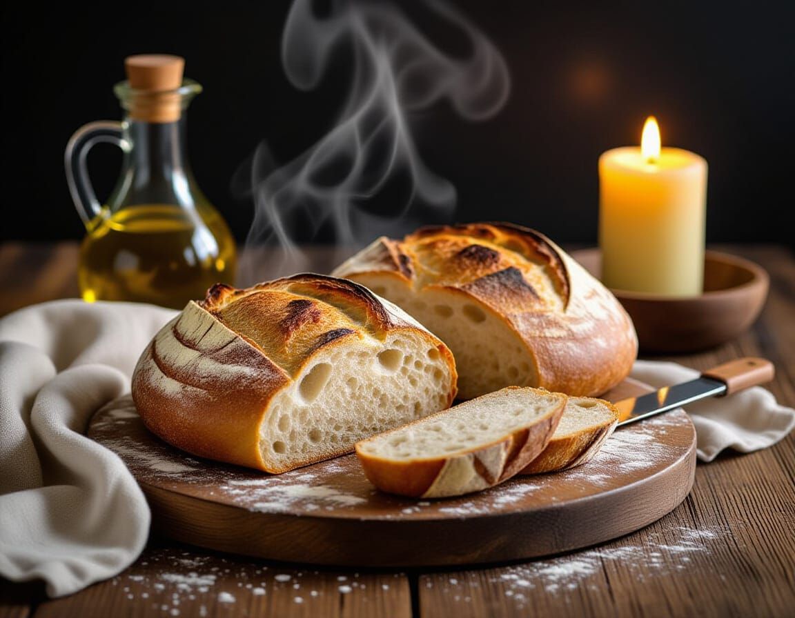 Rustic Bread Loaves in Warm, Inviting Food Photography