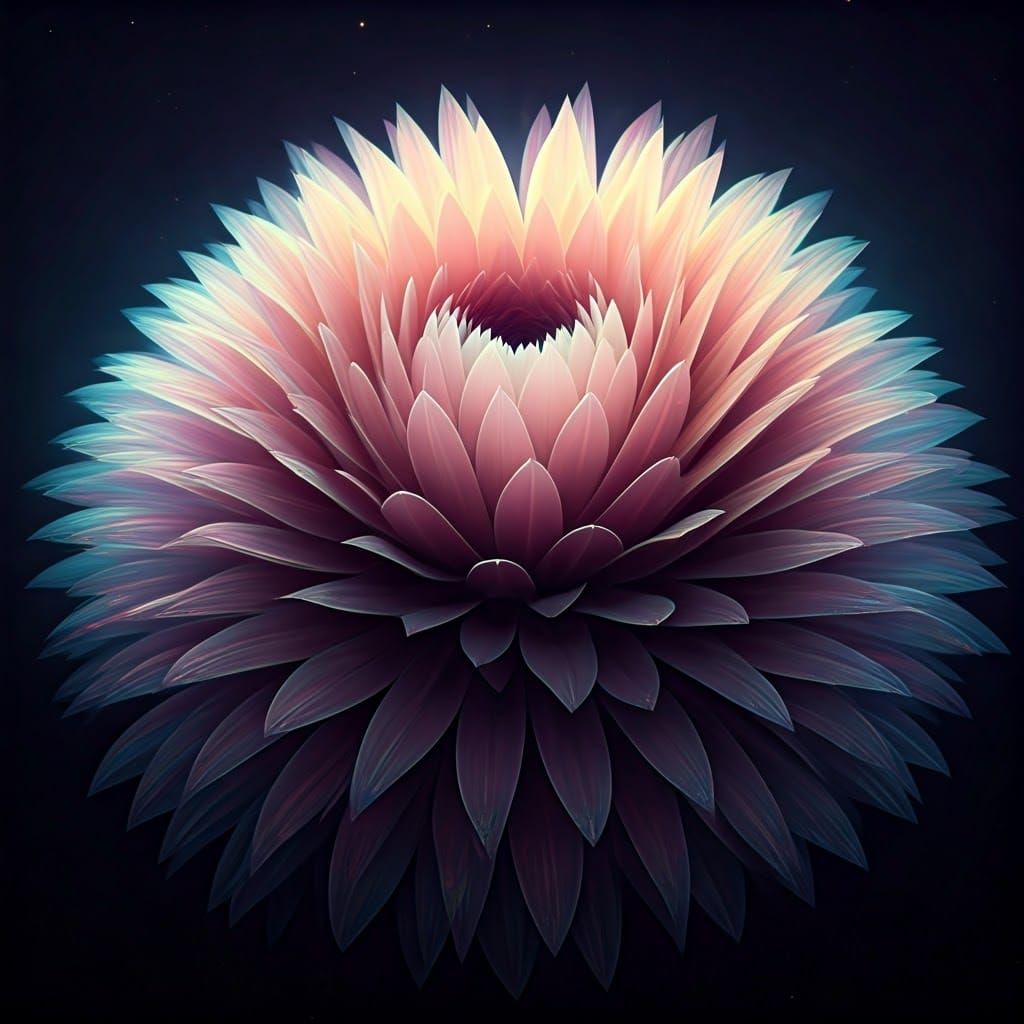 Luminous Anthropomorphic Flower with Iridescent Petals