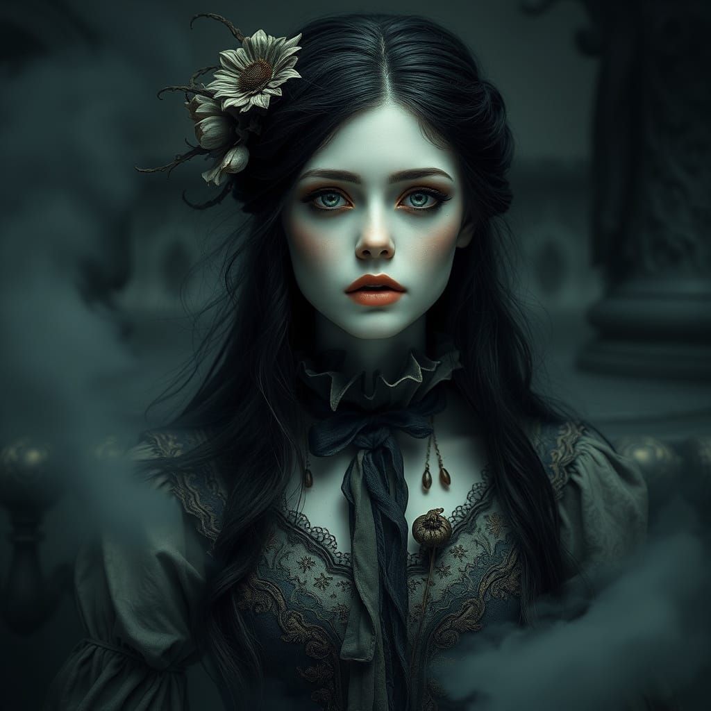 Ethereal Gothic Siren in Victorian Elegance