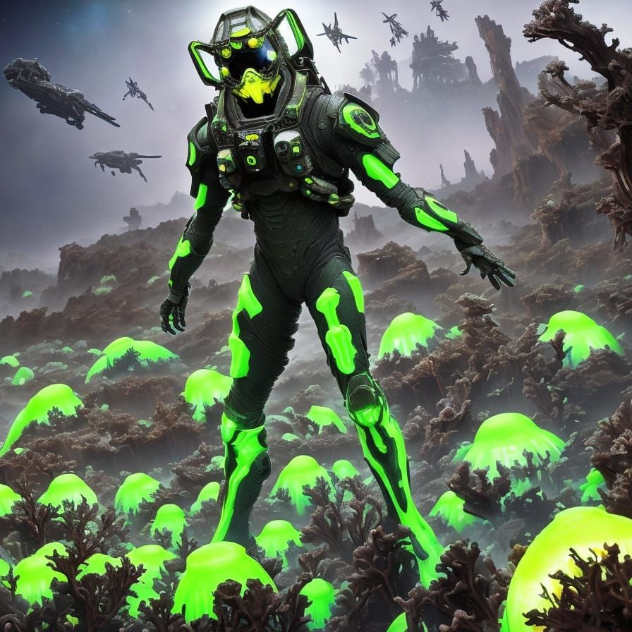 Neon Hell Divers Salute Amidst Alien Insect Apocalypse