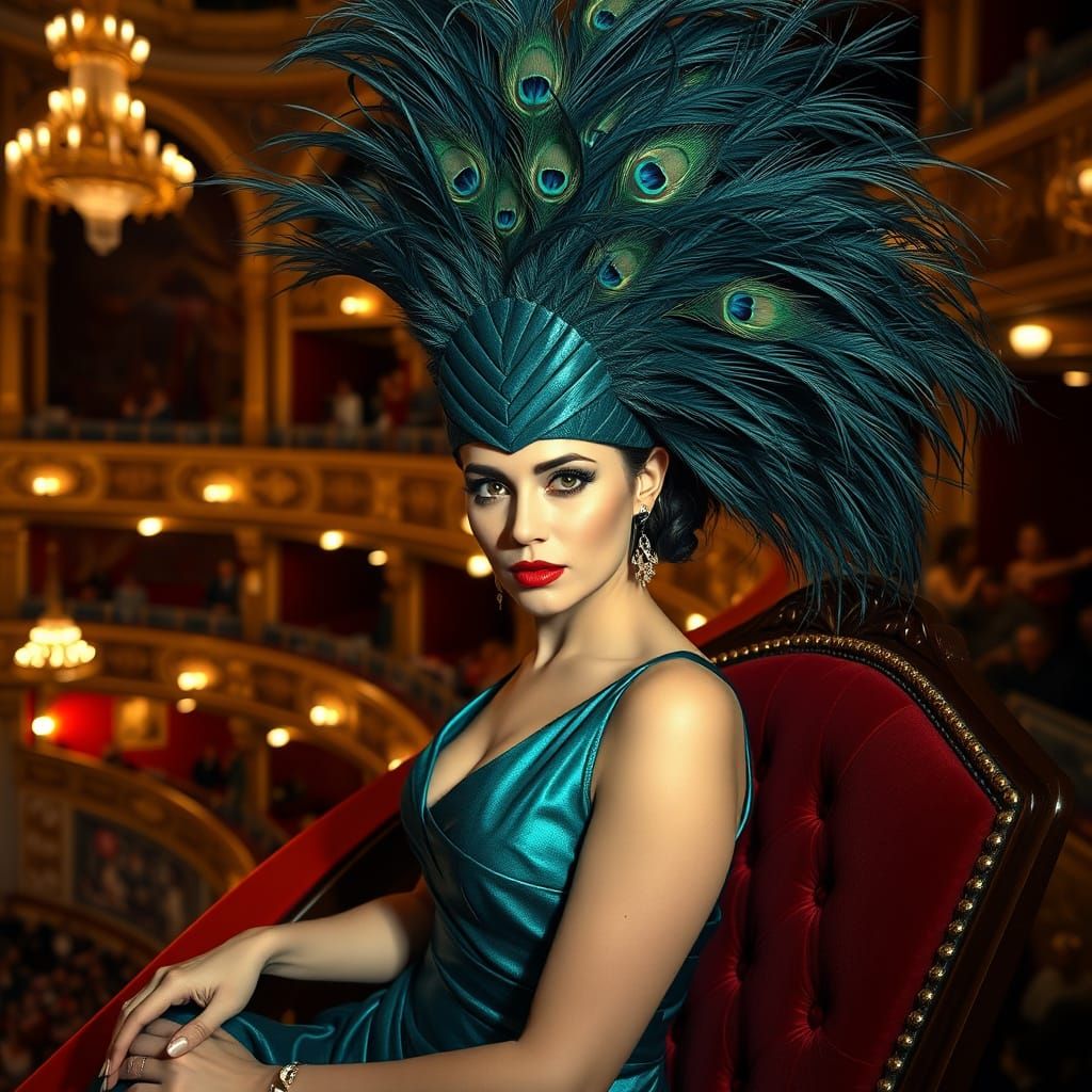 Elegant Woman in Metallic Dress at London Theatre