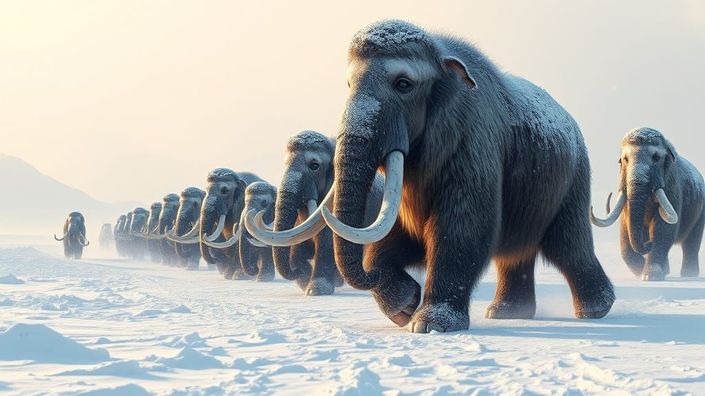 Woolly Mammoth Migration in a Winter Storm