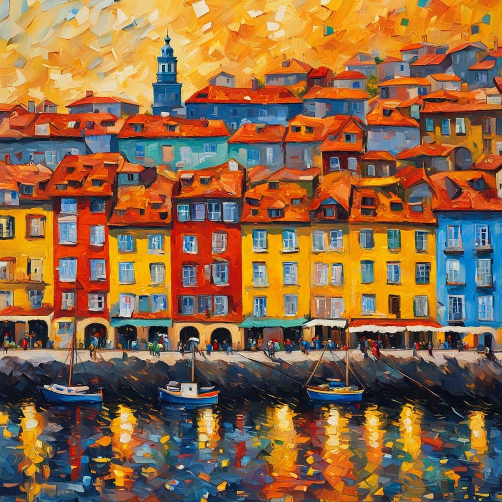 Porto, Portugal: Expressionist Oil Painting in Neo-Impressio...