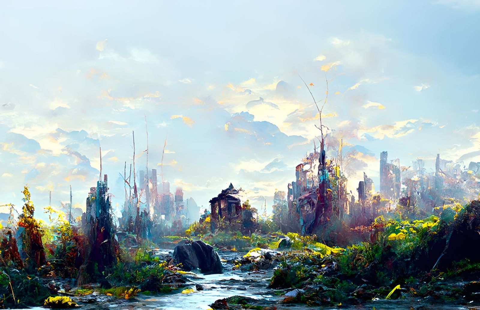 Post-Apocalyptic Metropolis Reclaimed by Nature