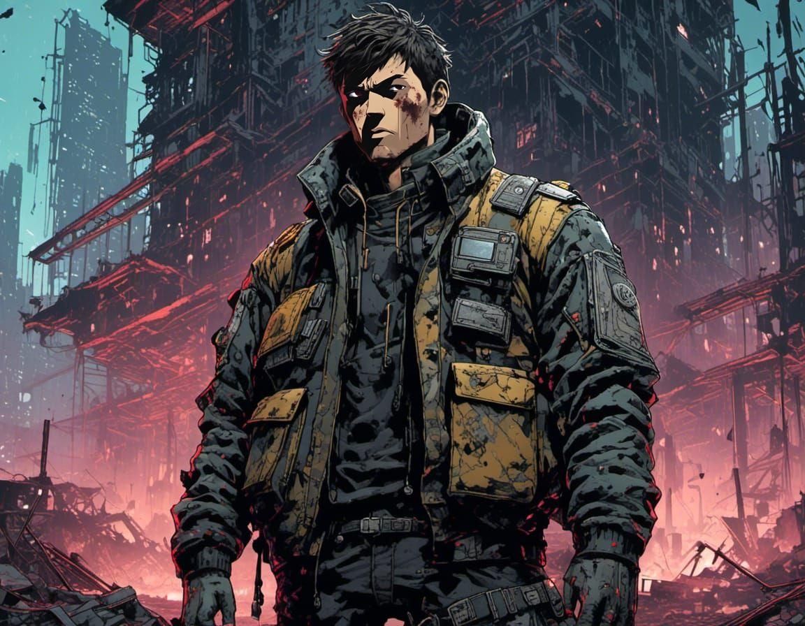 Determined Man Stands Strong in Bombed Building