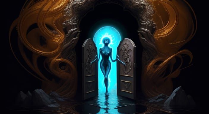 Surreal Abstract Problem and Hopeful Doorway Oil Painting