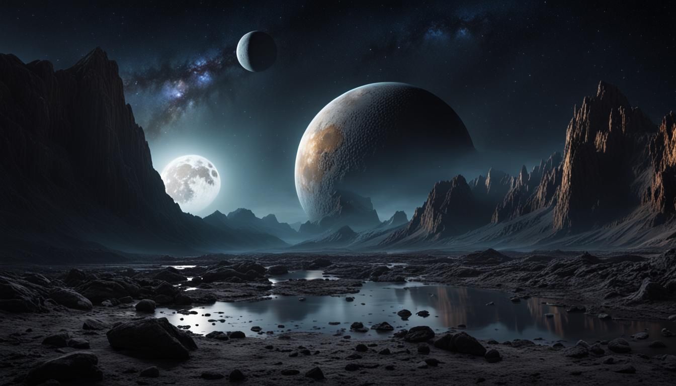Charon Over Pluto: Digital Matte Painting