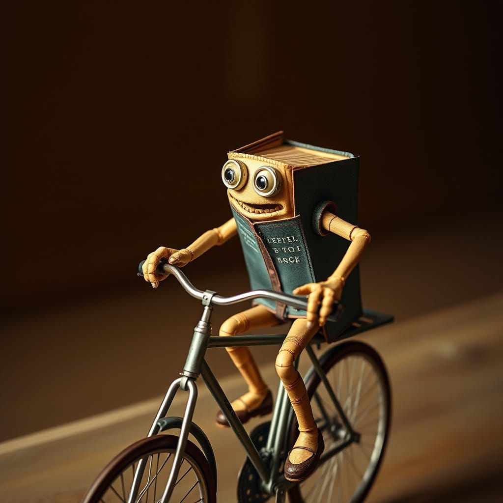 Literary Figure Pedals Through Warm Summer Afternoon in Soft...