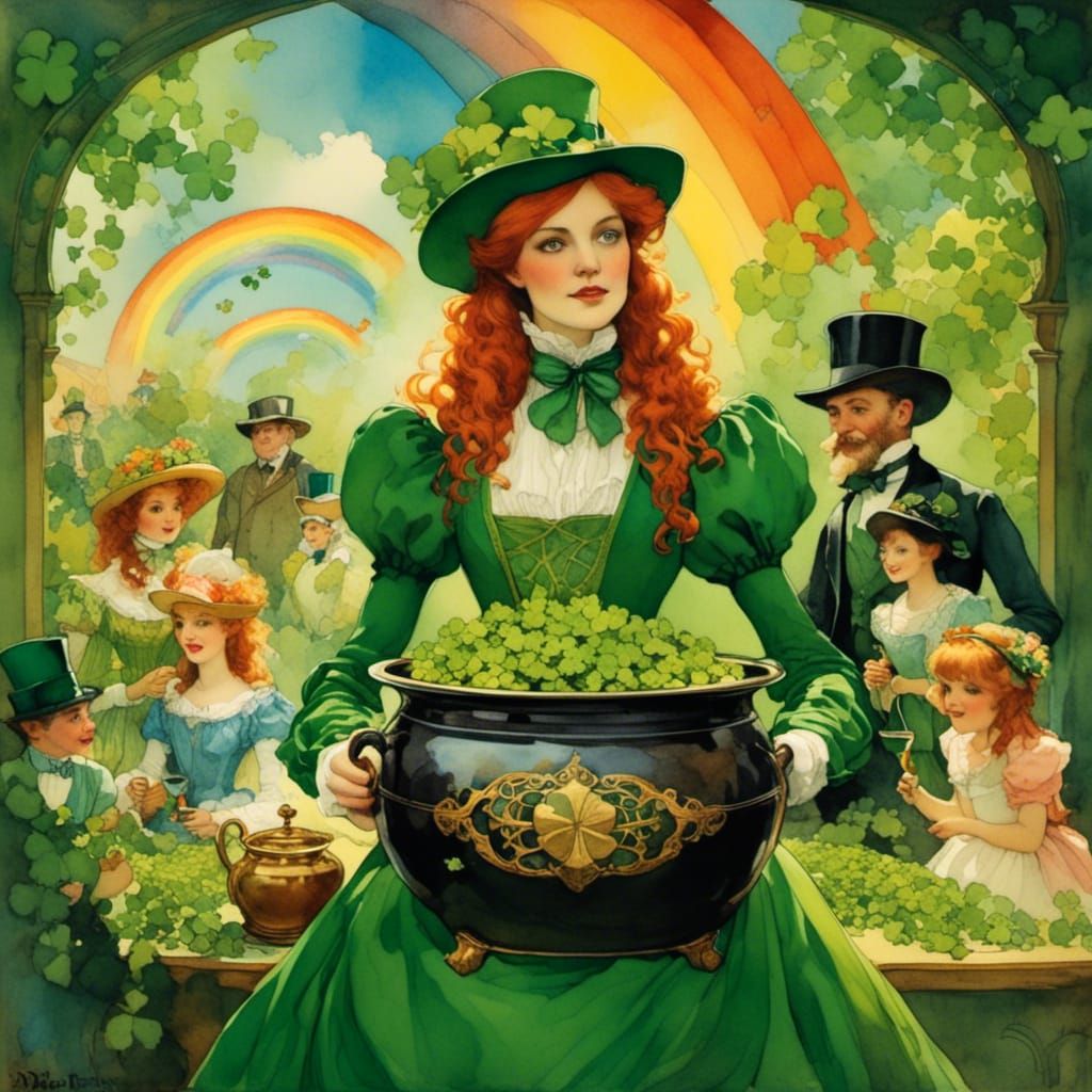 Victorian St. Patrick's Day Greetings in Watercolor Style