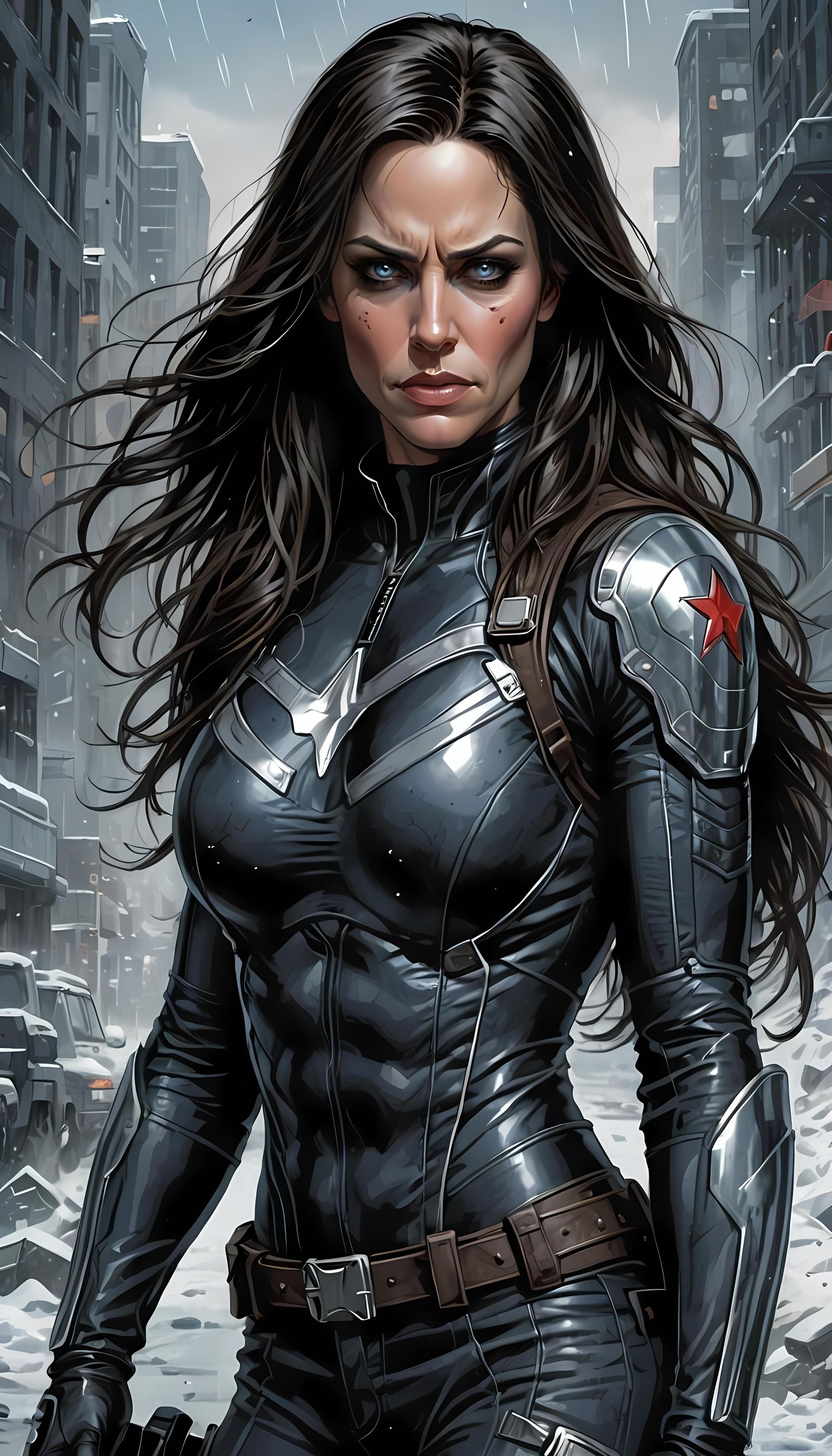 Female Winter Soldier in Comic Book Style