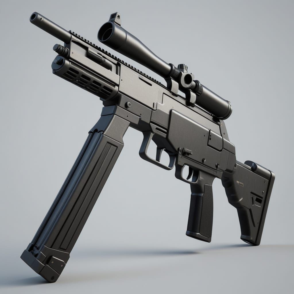 3D Model of a Futuristic AA-12 Shotgun with Drum Magazine