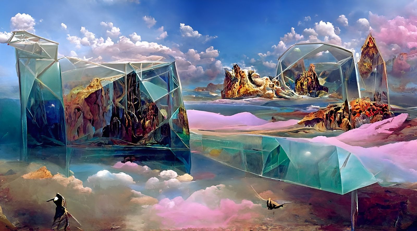 Crystal World in a Cage: Surreal Art