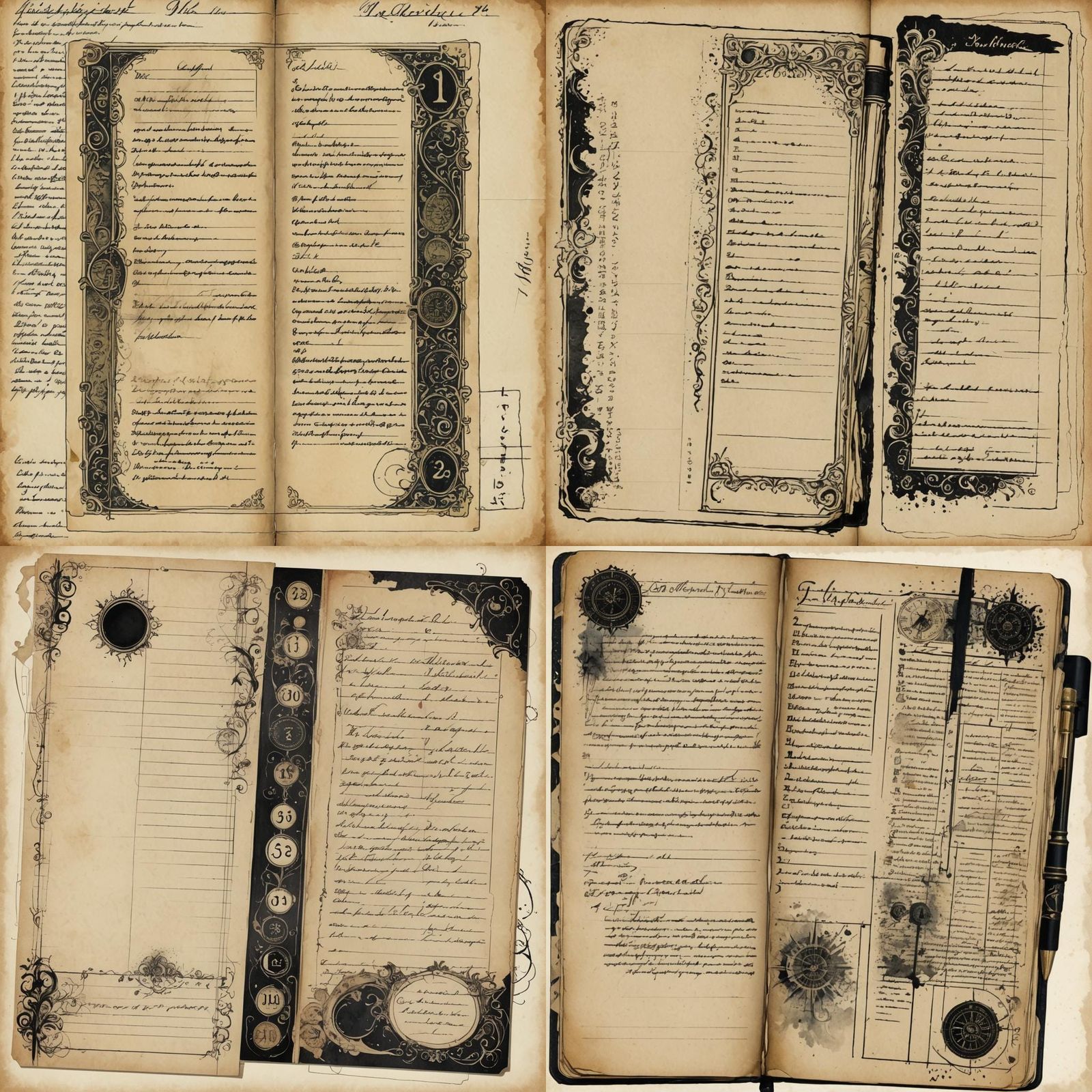 Vintage Grunge Bookmarks on Cream Background