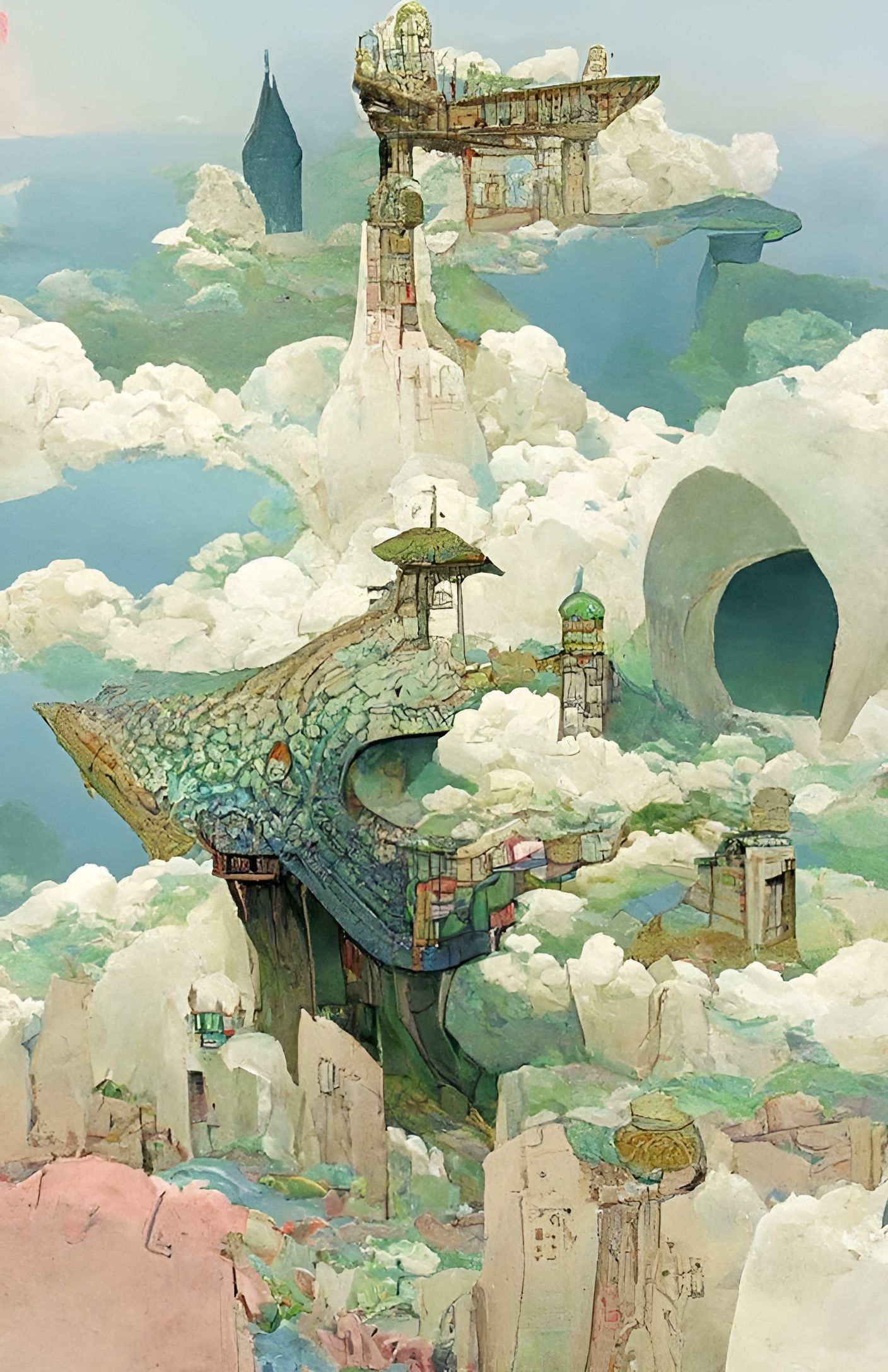 Fantasy Monument of Forbidden Knowledge: Cel-Shaded Art