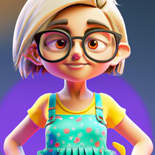 Coquette Girl Portrait in Pixar-Inspired 3D Art