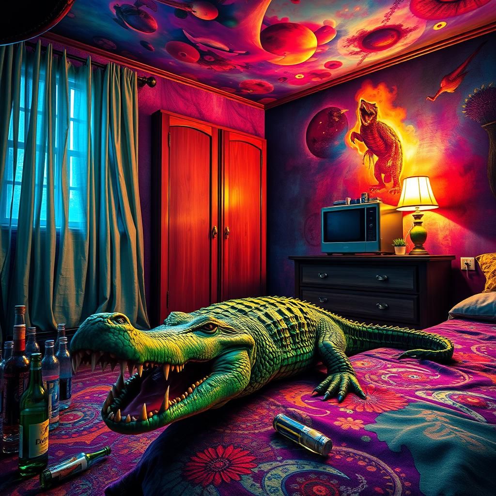 Hallucinatory Crocodile Delirium in a Chaotic Bedroom