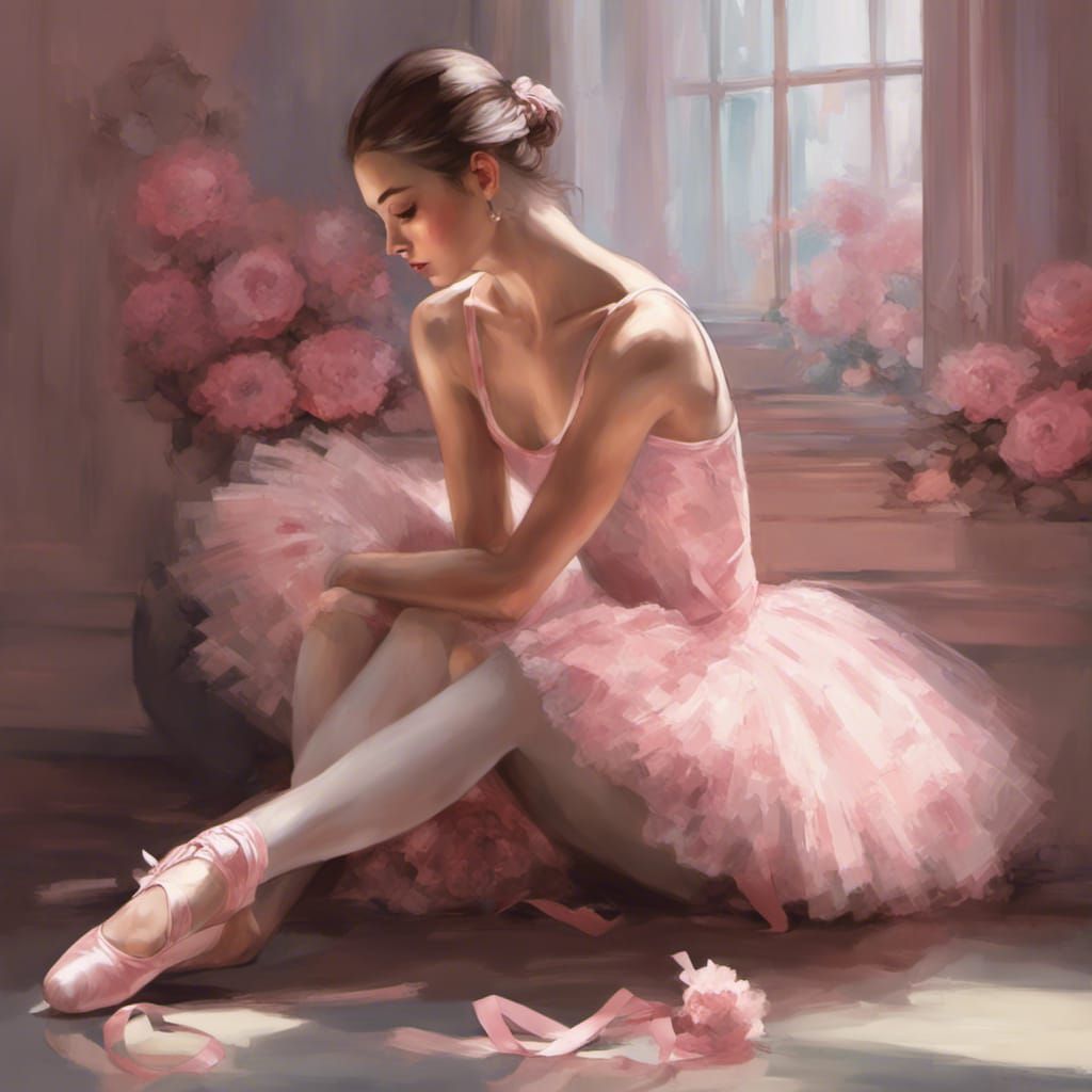 Ballerina Lacing Pointe Shoes: Hyperdetailed Portrait