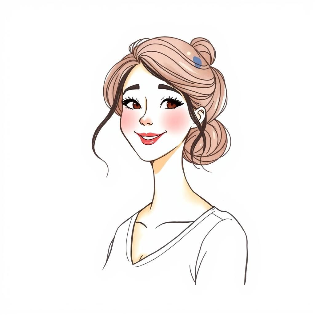 Charismatic Woman in Watercolor Fairy-Tale Illustration