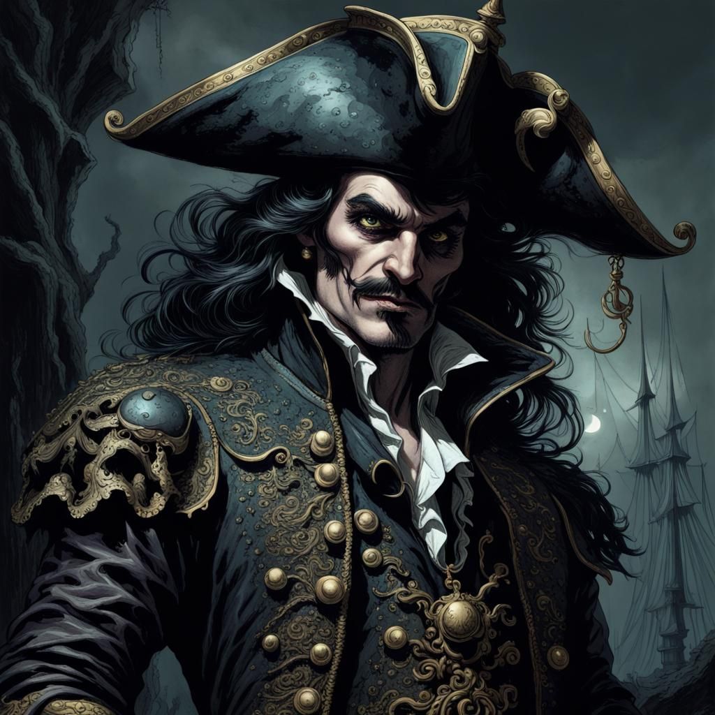 Dark Fairy Captain Hook in Horror Style