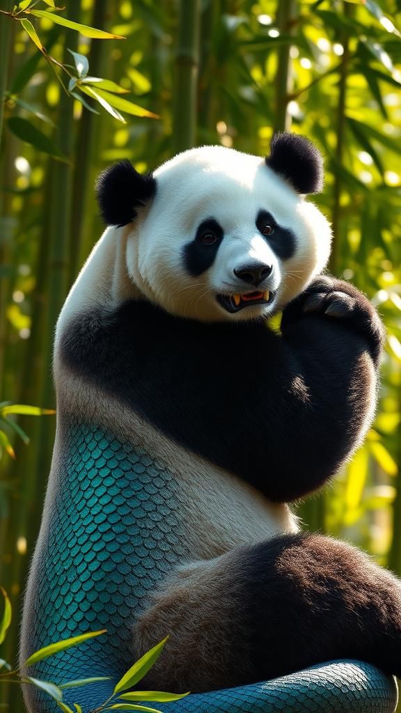 Panda Cobra Hybrid in Lush Bamboo Forest