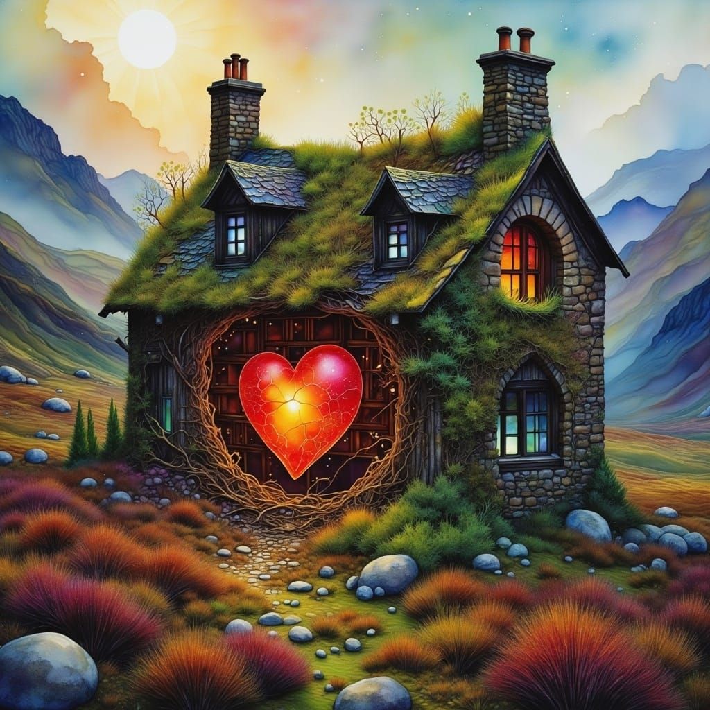 Weathered Scottish Cottage Radiates Ethereal Heart