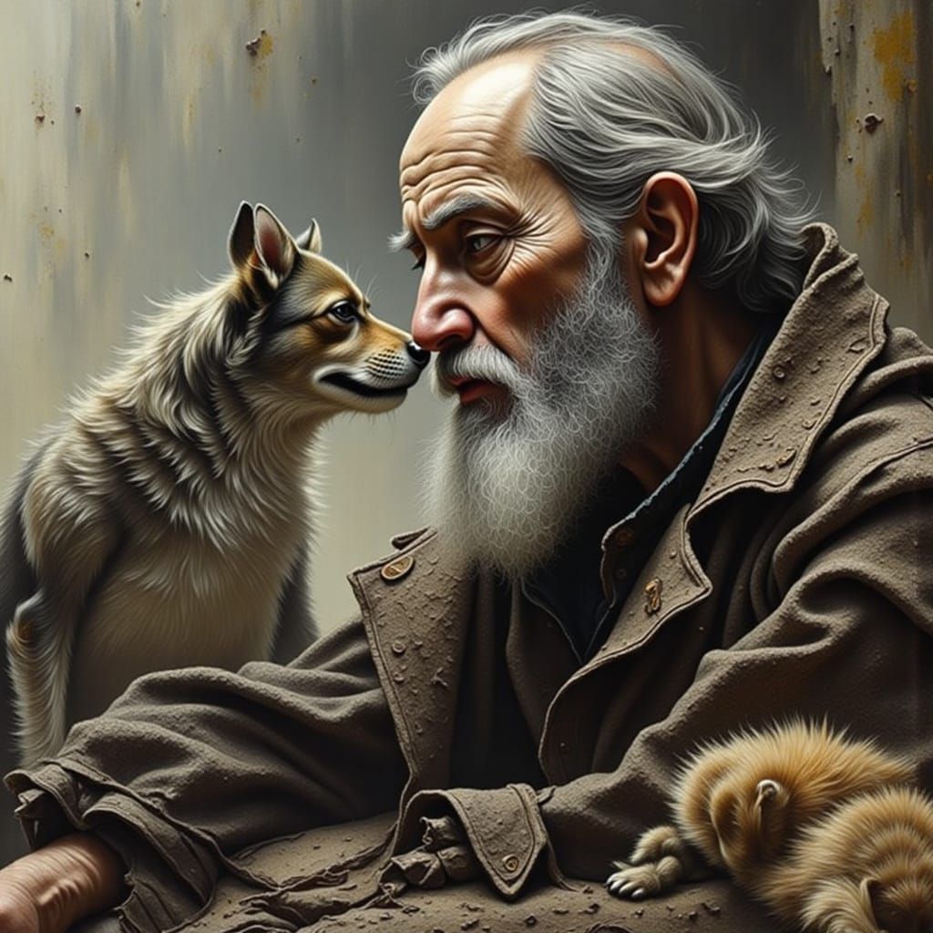 Wise Old Man by a Sire, Graphite Art