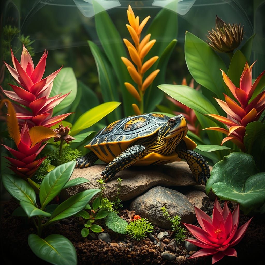 Turtle in Terrarium: A Blend of Realism and Fantasy
