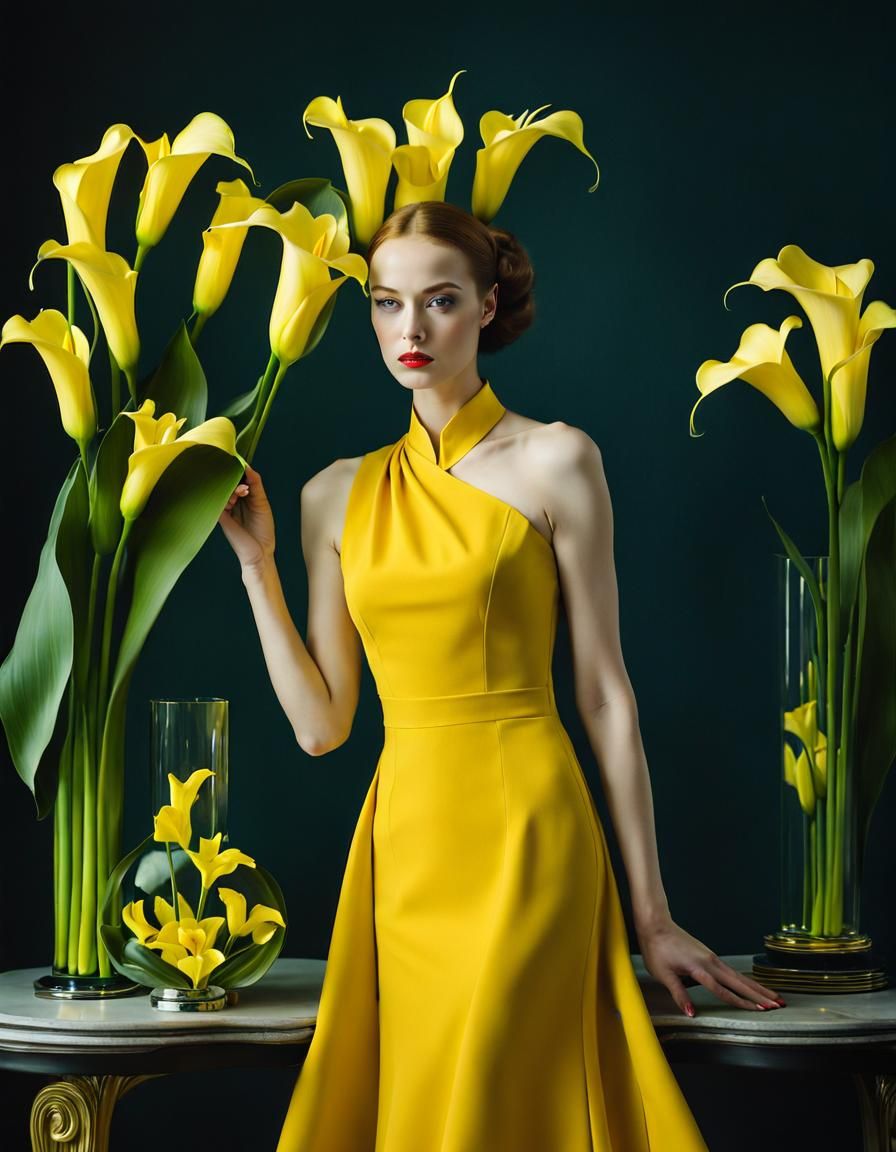 Woman in Yellow Dress, Surreal Portrait