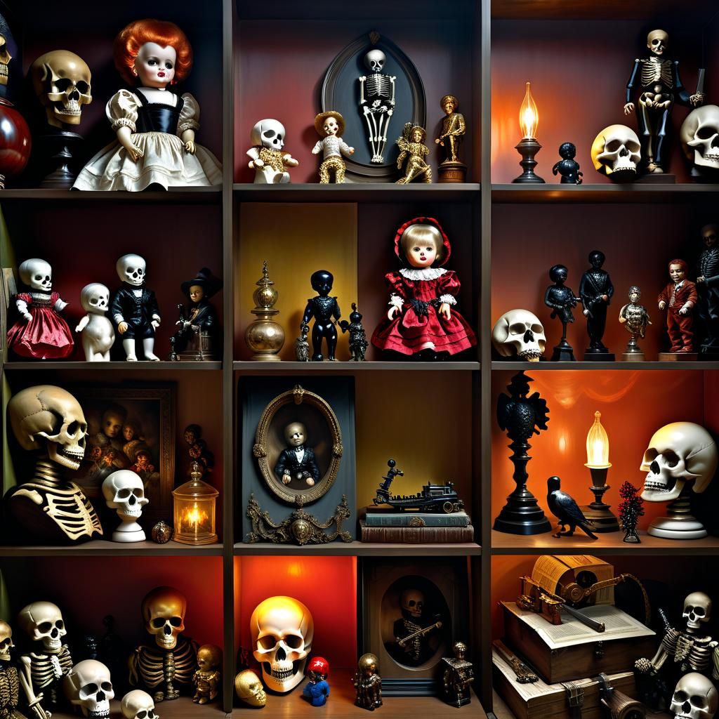Spooky Toy Collection in Maximalist Style