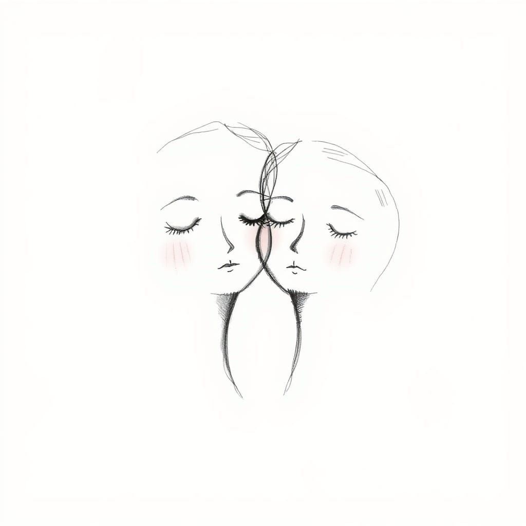 Minimalist Charcoal Sketch of Two Faces