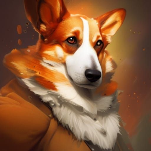Admiral Corgi Portrait in Hyperdetailed Digital Art