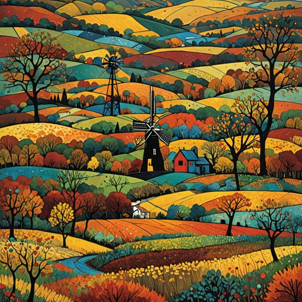 Autumn Windmill Inspired by Miró, Eads, and Gerard