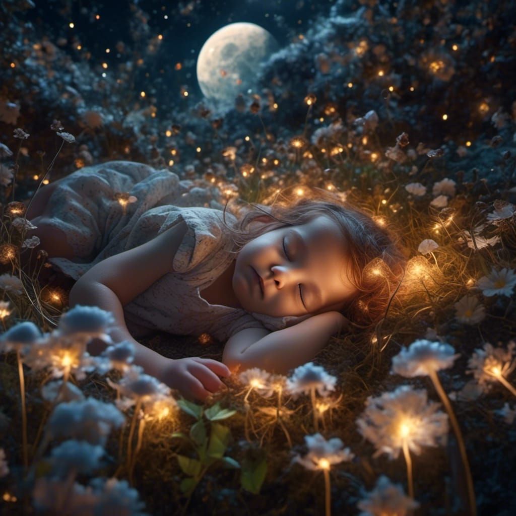 Newborn Fairy Tale: Baby Sleeping on the Moon