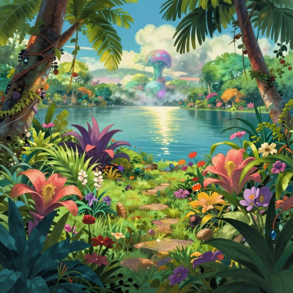 Tropical Garden Lakeside with Alien Haze