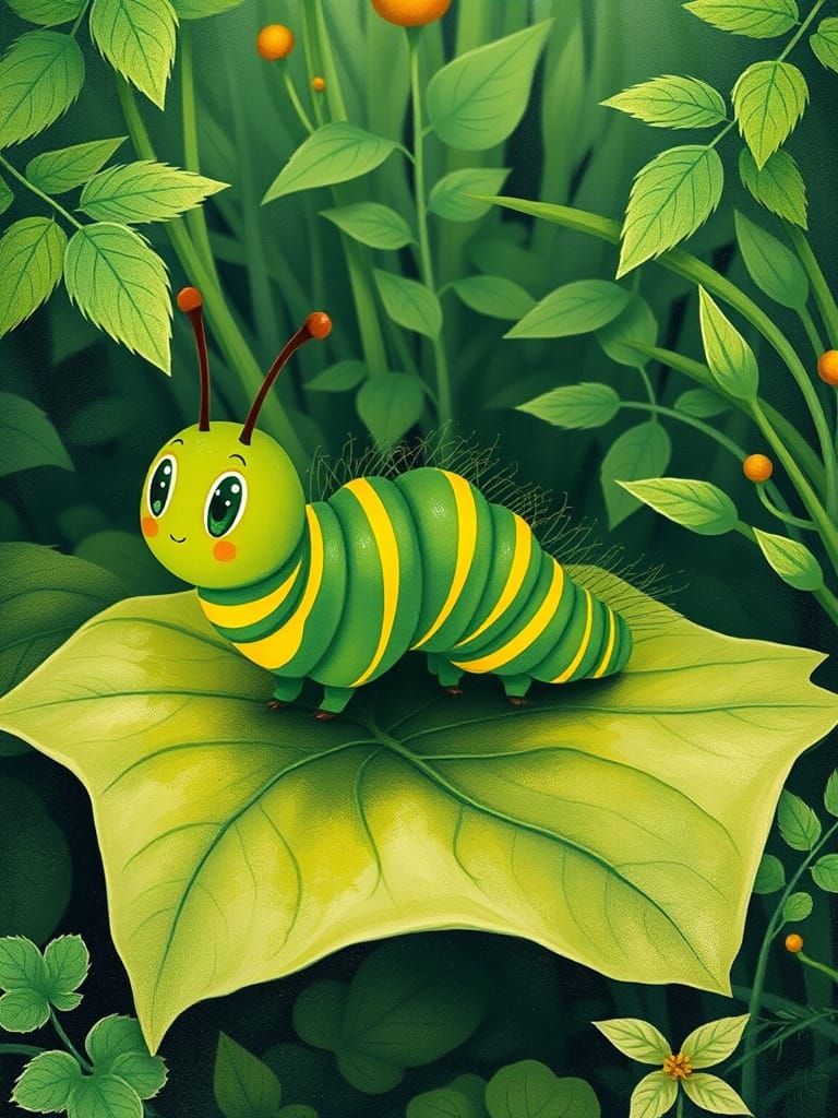 Cheerful Caterpillar in Beatrix Potter Style
