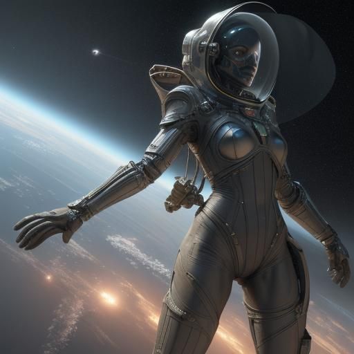 Doberman Dog Astronaut in Dark Fantasy Space Art