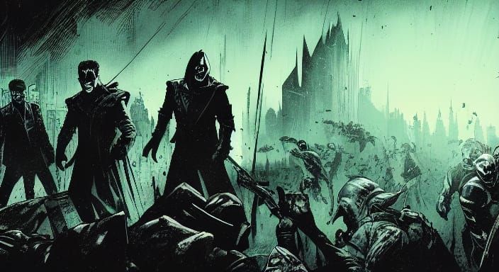 Vampires Harvesting Humans in Dark Comic Style