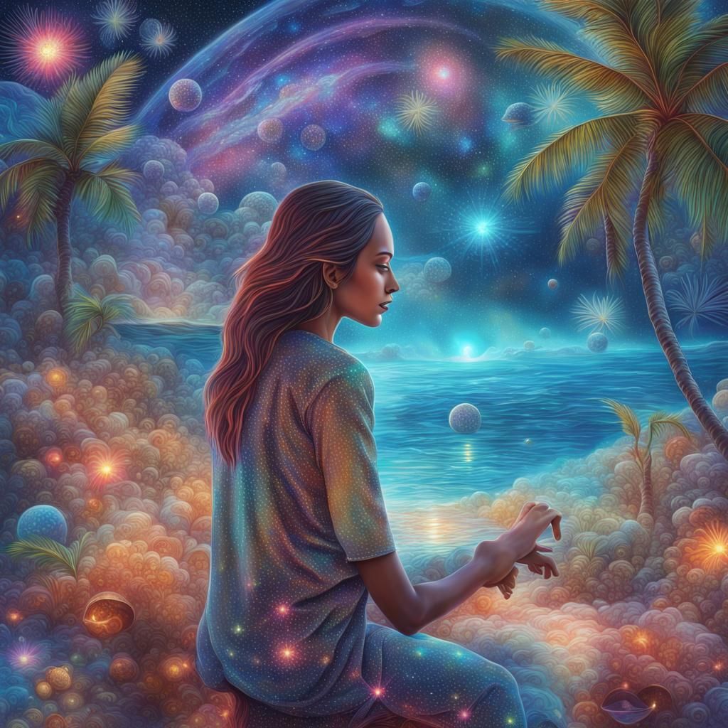 Maldives Life: Holographic Astral Cosmic Illustration