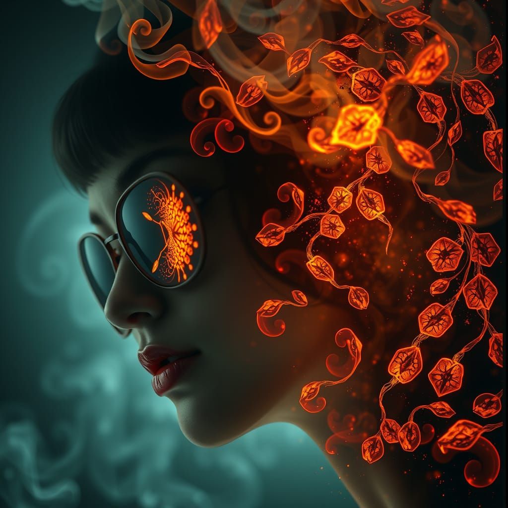 Impasto Painting of Ouroboros Wearing Sunglasses in Okeanos