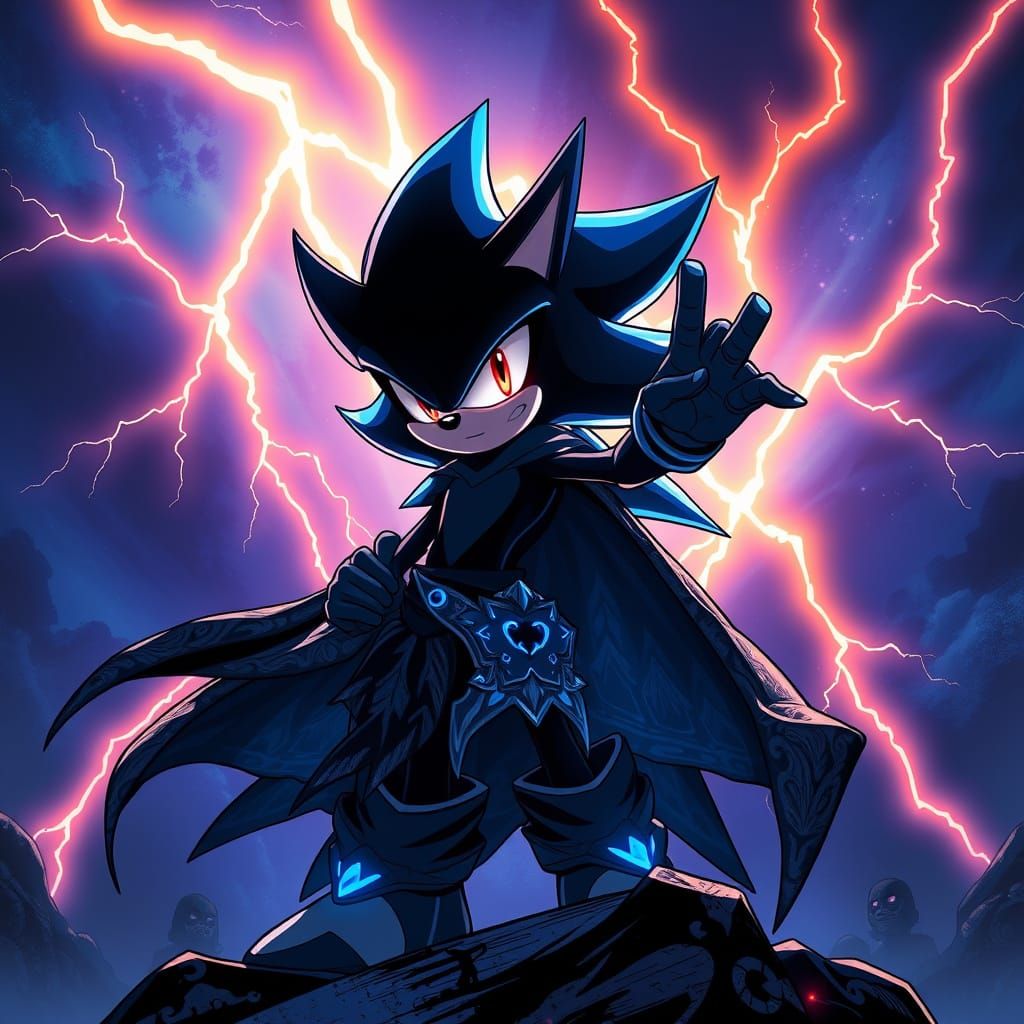 Majestic Sonic Hero Stands Against Ominous Skies