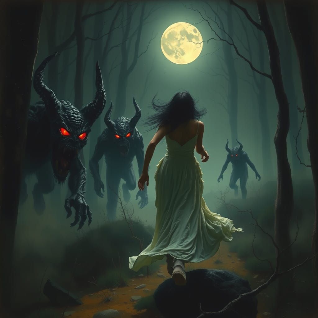 Glowing Entities Chase Dark Forest Fugitive