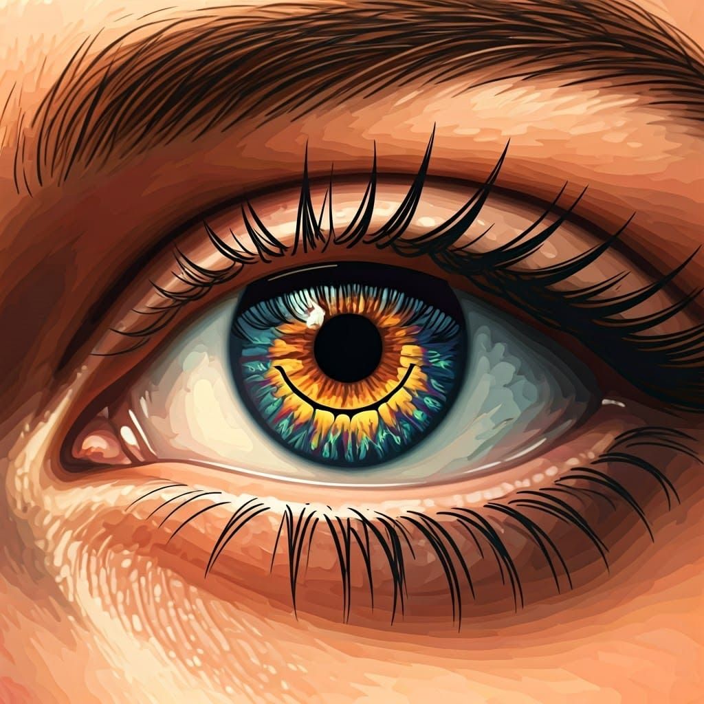 Intricate, hyper-detailed extreme close-up of a human with a...