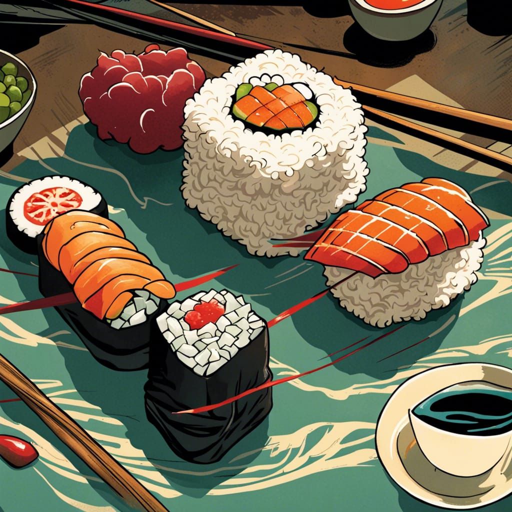 Sushi and Onigiri Comic Book Art